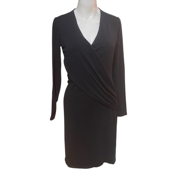 Sundance Dresses & Skirts - Sundance Elegant Black Long Sleeve Faux Wrap Dress Size S